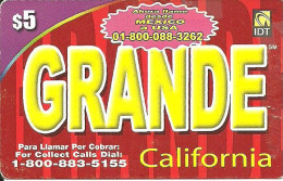 USA: Prepaid IDT - Grande California 01.07 - Autres & Non Classés