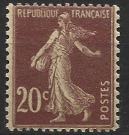 FRANCE N° 139 20C BRUN ROUGE TYPE SEMEUSE CAMEE PAPIER G.C.  NEUF SANS CHARNIERE - Ungebraucht