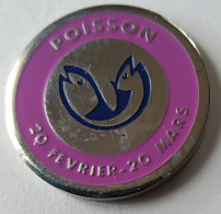 Jeton De Caddie - Signe Du Zodiaque - POISSON - 20/02 - 20/03 - En Métal - (1) - - Trolley Token/Shopping Trolley Chip