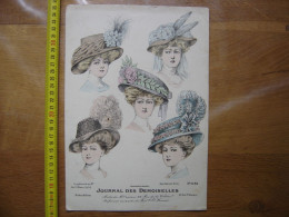 Gravure De Mode Journal Des Demoiselles Mars 1909 CHAPEAUX COIFFES - Estampes & Gravures