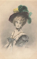 N°25102 - Illustrateur - Bottaro - Portrait D'une Femme Portant Un Chapeau Avec Des Plumes Vertes - Bottaro