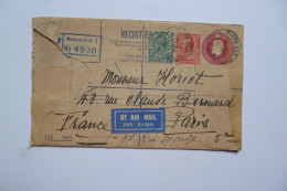 ENTIER POSTAL  - BEACONSFIELD    Vers PARIS   -  1933 -  Recommandé  - Par Avion  - - Material Postal