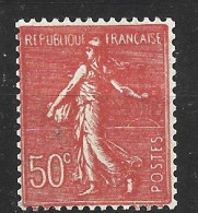 FRANCE N° 199 50C ROUGE TYPE SEMEUSE LIGNEE ROUGE ORANGE VIF NEUF SANS CHARNIERE - Ungebraucht