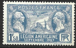 FRANCE N° 245 1F50 BLEU LEGION AMERICAINE BLEU CLAIR  NEUF SANS CHARNIERE - Ongebruikt