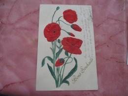 CARTE GAUFREE PEINTE COQUELICOT - Other & Unclassified