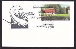 USA: Stationery Postcard, 1997, Special Cancel, Museum Of Natural History, Dinosaur, Prehistoric Animal (traces Of Use) - Brieven En Documenten