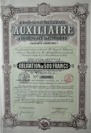 Compagnie Générale Auxiliaire D'entreprises éléctriques - Obligation De 500fr-.5%.  (1909) - Electricidad & Gas