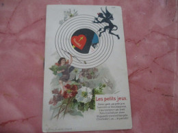 Carte A Systeme Disque Tournant Cupidon Diable Les Petits Jeux Couple - Cartoline Con Meccanismi