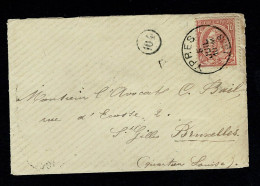 Belg. 46 Sur Lettre De / Op Brief Van Ypres à / Naar Bruxelles (2 Scans) - 1884-1891 Leopoldo II