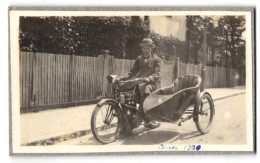 Fotografie Motorrad Mit Seitenwagen, Krad In Cowes England 1920  - Automobile