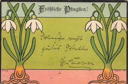 N°25112 - Illustrateur - Art Nouveau - F.H.S. - Fröhliche Pfingften - Crocus - Andere & Zonder Classificatie