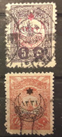 TURKIYE TURQUIE TURKEY 1915, 2 Timbres Surchargés Yvert 279, 10 Piastres Brun Jaune & 291, 5 P Violet  Brun Obl TB - Gebraucht