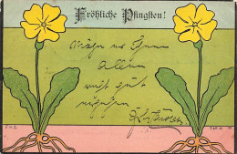 N°25113 - Illustrateur - Art Nouveau - F.H.S. - Fröhliche Pfingften - Fleurs - Autres & Non Classés