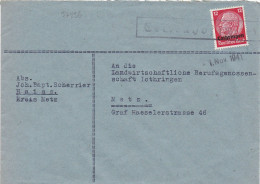 37236# HINDENBURG LOTHRINGEN LETTRE HAISS HAYES Obl TECKENHOF WESTMARK 1 Novembre 1941 LES ETANGS MOSELLE METZ - Briefe U. Dokumente