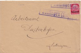 37237# HINDENBURG LOTHRINGEN LETTRE MENCHEN Obl LUTTINGEN 28 Mars 1941 LUTTANGE MOSELLE THIONVILLE - Lettres & Documents