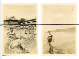 2 PHOTOGRAPHIES  . Men. Boy .  Homme . Torse Nu En Slip De Bain Short . 19 SEPTEMBRE 1931 - Personas Anónimos