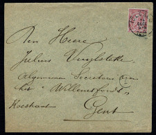 Belg. 46 Sur Lettre De / Op Brief Van Iseghem à / Naar Gent (2 Scans) - 1884-1891 Leopold II.