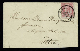 Belg. 46 Sur Lettre De / Op Brief Van Hal à / Naar Ittre (2 Scans) - 1884-1891 Leopold II.
