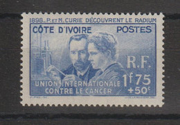 Cote D'Ivoire 1938 P Et M Curie 140, 1 Val ** MNH - Unused Stamps