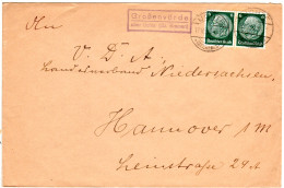 DR 1934, Landpost Stpl. Grossenvörde über Uchte (Bz. Bremen) Auf Brief M. 2x6 Pf - Cartas & Documentos