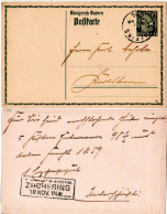 Bayern 1915, R3 K. BAY. STS.-EISENB. ZUCHERING Rücks. Auf Ganzsache N. Karlskron - Covers & Documents