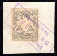 Bayern, Posthilfstelle OBERNDORF Taxe Ebersberg Auf Briefstück M. 2 Pf. - Storia Postale