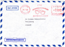 Finnland 1962, Helsinki Maschinen Freistpl. M. Abb. Brille Auf Luftpost Brief - Fysica