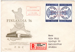 Finnland 1956, Kehrdruckpaar 30 Mk. Auf Reko-FDC V. Helsinki N. Schweden - Otros & Sin Clasificación