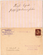 Bayern 1915, Posthilfstelle RAMSENTHAL Taxe Bindlach Auf 3 Pf. Ganzsache - Covers & Documents