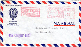 USA Hawaii 1941, Clipper Mail Brief M. Honolulu Freistempel DEFENSE Comes First - Sonstige & Ohne Zuordnung