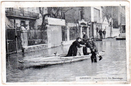 Frankreich, Asnières 1910, Hochwasser M. Personen, Sw-AK - Other & Unclassified