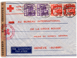 NL Indien 1940, Rotes Kreuz Vordruck Umschlag M. 4 Marken Per Luftpost I.d. CH. - Croix-Rouge