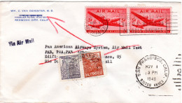 Brasilien 1946, 2 Marken Als Nachsendefrankatur Auf US Luftpost Brief  - Other & Unclassified