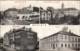 CPA Schleiz Im Vogtland Thüringen, Neumarkt, Schloss, Bahnhofstraße, Stadtkirche, Bürgerschule, Post - Sonstige & Ohne Zuordnung