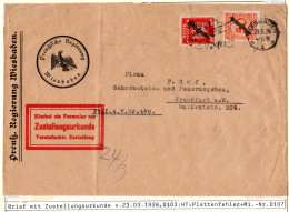 DR 1928, 10+50 Pf. Dienst Auf Zustellungsurkunde Brief V. Wiesbaden - Oficial