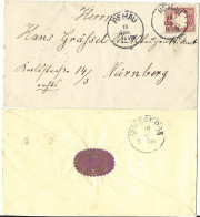 Bayern, K1 Rehau Auf Brief M. 10 Pf. U. Rs. Viol. Verschluss Vignette - Briefe U. Dokumente