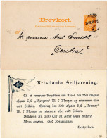 Norwegen 1898, Gebr. 3 öre Ganzsache M. Rücks. Zudruck Christiania Segel Klub - Cartas & Documentos