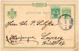 Serbien 1902, 5 P. Zusatzfrankatur Auf 5 P. Ganzsache V. Belgrad. - Serbia