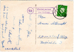 BRD 1960, Landpost Stpl. 13b CHRISTGARTEN über Nördlingen Auf Karte M. 10 Pf. - Cartas & Documentos