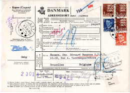 Dänemark 1958, 5 Marken Auf Paketkarte V. SAEBY N. Belgien. - Andere & Zonder Classificatie