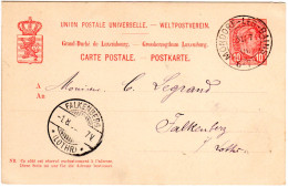 Luxemburg 1900, K2 Mondorf-Les-Bains Auf 10 C. Ganzsache N Falkenberg Lothringen - Sonstige & Ohne Zuordnung