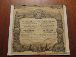 ESPAGNE - MADRID 1876 - CHEMINS DE FER DU NORD DE L'ESPAGNE - OBLIGATION DE 500 FRS - BELLE ILLUSTRATION - Altri & Non Classificati