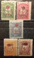 TURKIYE TURQUIE TURKEY 1915, 5 Timbres De 1905 Surchargés Yvert 232,233,234, Journaux 240,242 , Neufs * MH, TB - Ongebruikt