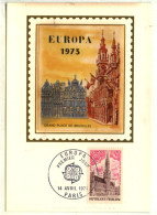 CP 1er Jour Sur Soie : EUROPA 1973 0,50 - Cachet Daté 14 IV 1973 Paris - 311 - 1970-1979