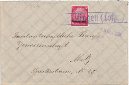 37244# HINDENBURG LOTHRINGEN LETTRE METZERESCHE Obl LUTTINGEN 5 Novembre 1941 LUTTANGE MOSELLE METZ - Cartas & Documentos