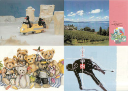 Schweiz Suisse 1999/2003 : "Pingu - Ski - Cycling - Teddy" 4 Bild-PK / 4 Entier CPI / 4 Stationery-PPC ⊙ Circulé Used - Stamped Stationery