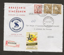 RECOM. Sterstempel /cachet étoile *STASEGEM*  27.8.58 /Poortman&Marchand+VIGNET Expo 1958  Voorzijde/front De Lettre - 1936-1951 Poortman