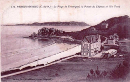 22 - Cotes D'armor -  PERROS GUIREC -  La Plage De Trestrignel - La Pointe Du Chateau Et L'ile Tomé - Perros-Guirec