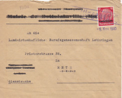 37246# HINDENBURG LOTHRINGEN LETTRE MAIRIE BETTELAINVILLE Obl LUTTINGEN 8 Novembre 1940 LUTTANGE MOSELLE METZ - Lettres & Documents