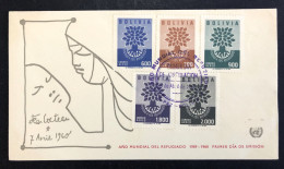 BOLIVIA, Uncirculated FDC,  « World Refugee Year », « Jean COCTEAU »,  1960 - Flüchtlinge